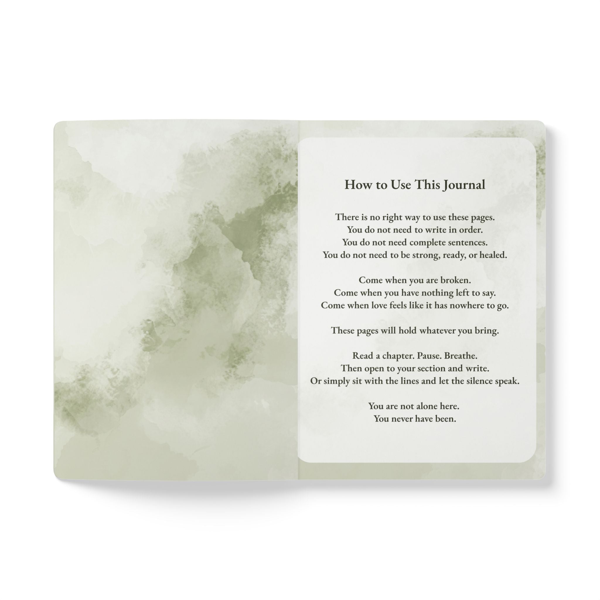When Love Meets Grief Journal — Softcover Grief Companion Notebook — Gray Yellow Green