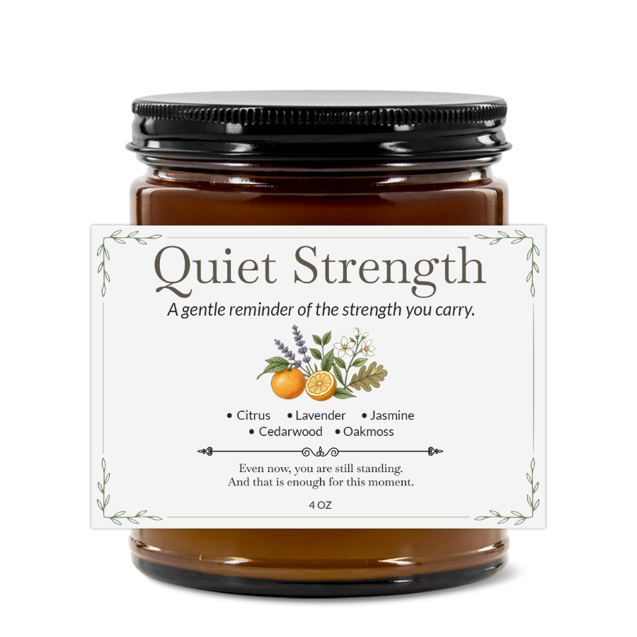 Quiet Strength Premium Handcrafted Soy Candle Travel Size | Citrus, Lavender, Jasmine, Oakmoss & Cedarwood | 4oz
