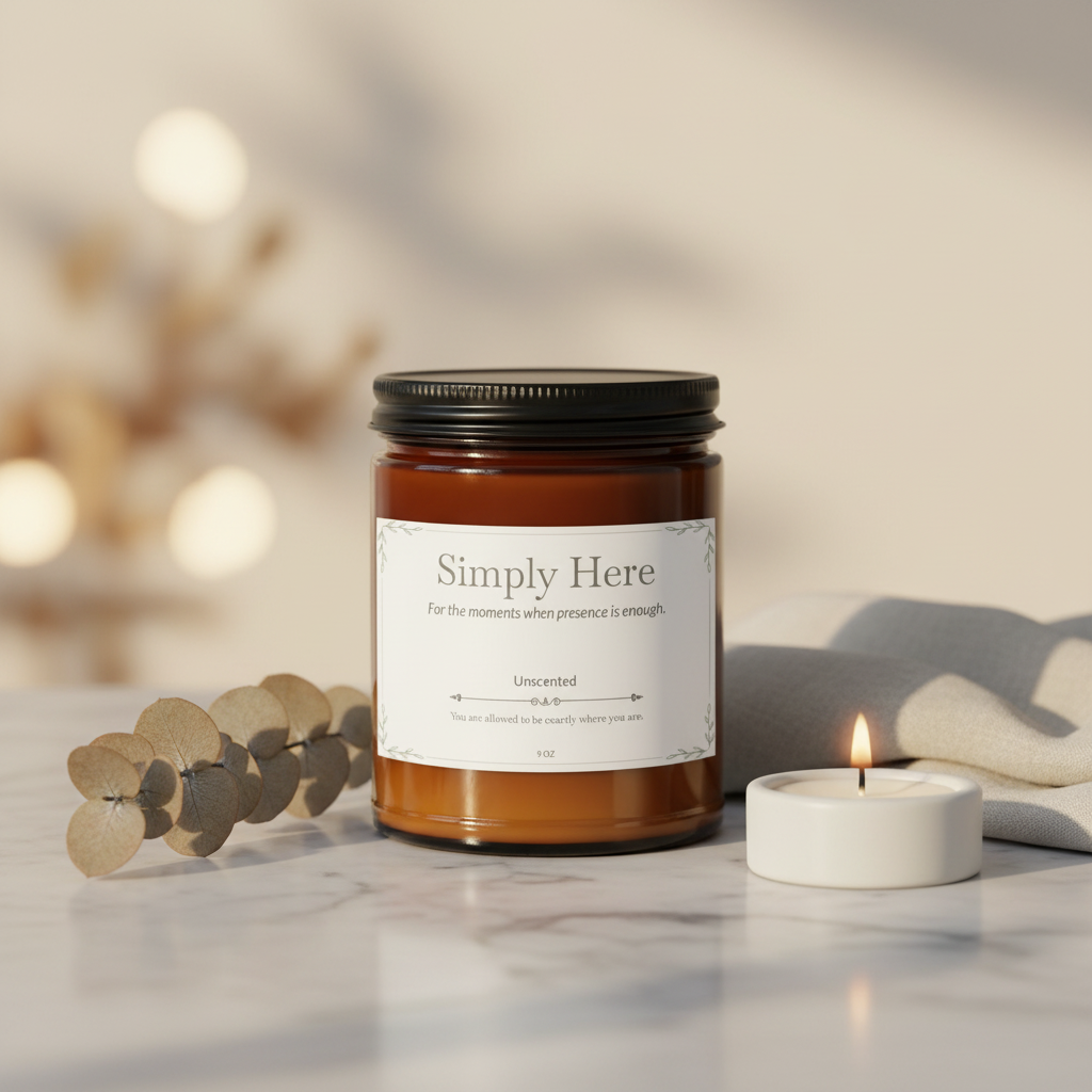 Simply Here Premium Handcrafted Soy Candle | Unscented Clean Burn | 9 oz