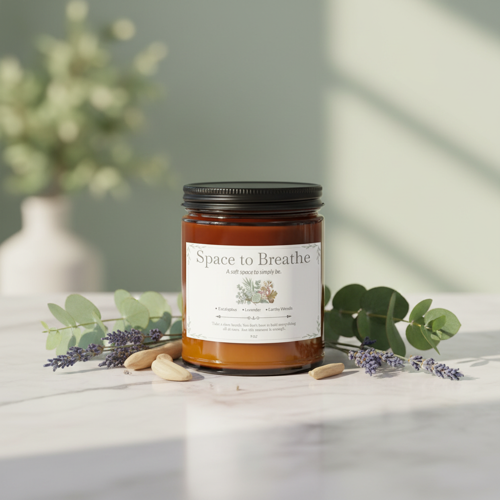 Space to Breathe Premium Handcrafted Soy Candle | Eucalyptus, Lavender & Earthy Woods | 9 oz