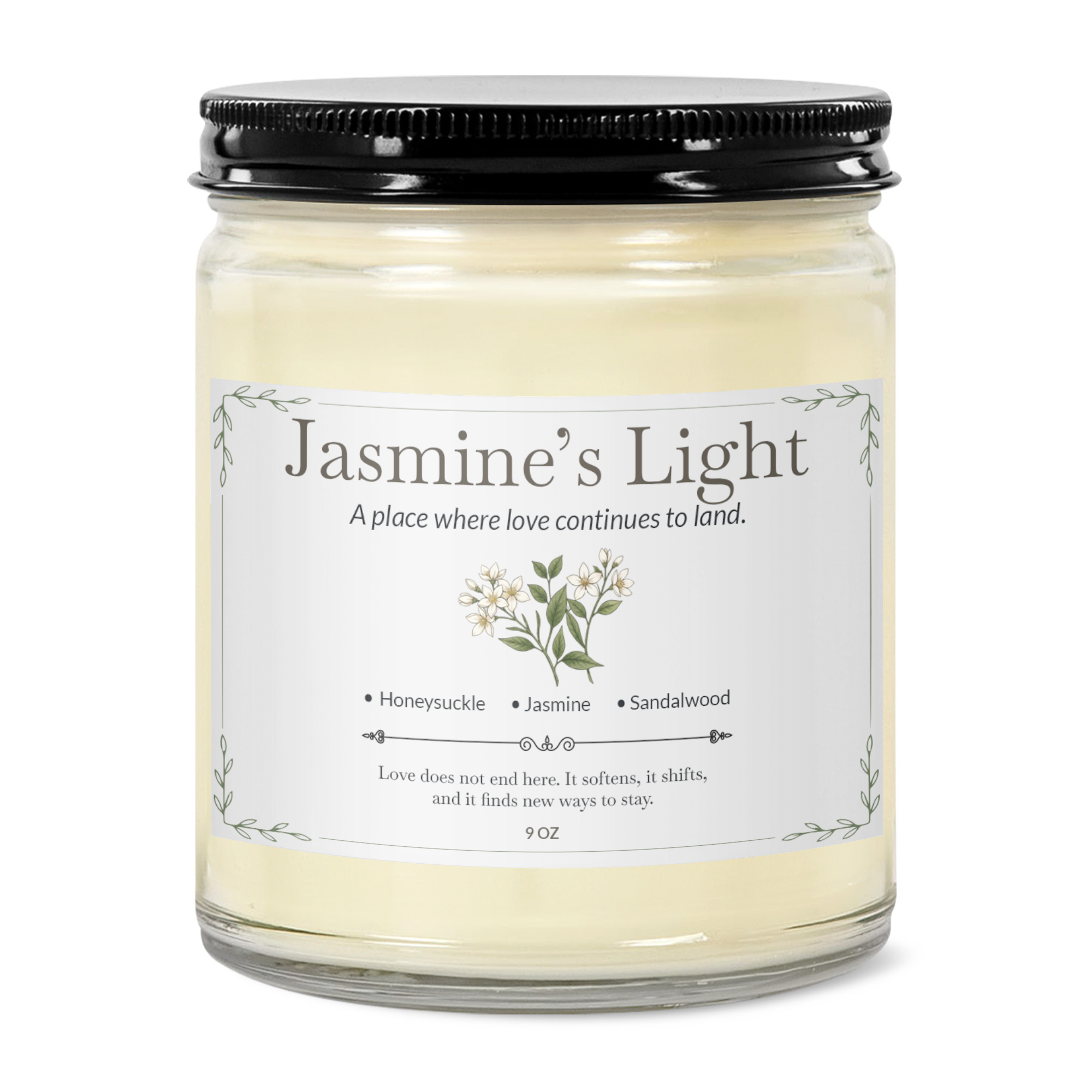 Jasmine’s Light Premium Handcrafted Soy Candle | Honeysuckle, Jasmine & Sandalwood | 9 oz