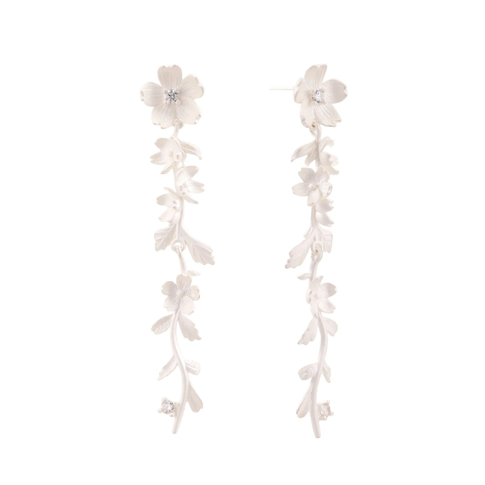 Jasmine Cascade Earrings | Sterling Silver Floral Drop Earrings | S925 Silver