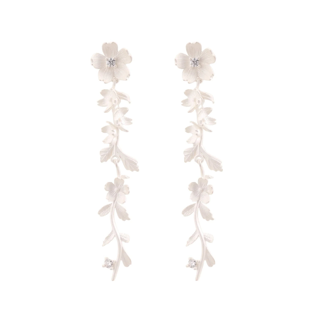 Silver Jasmine Cascade Earrings by Jasmine's Light Collection