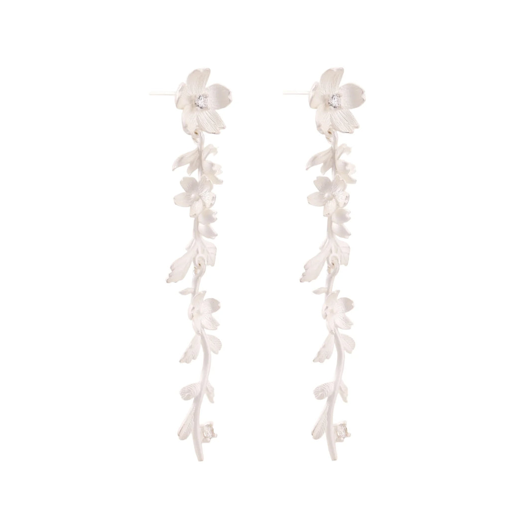 Silver Jasmine Cascade Earrings by Jasmine's Light Collection