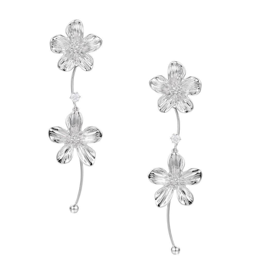 Silver Jasmine Bloom Earrings by Jasmine's Light Collection