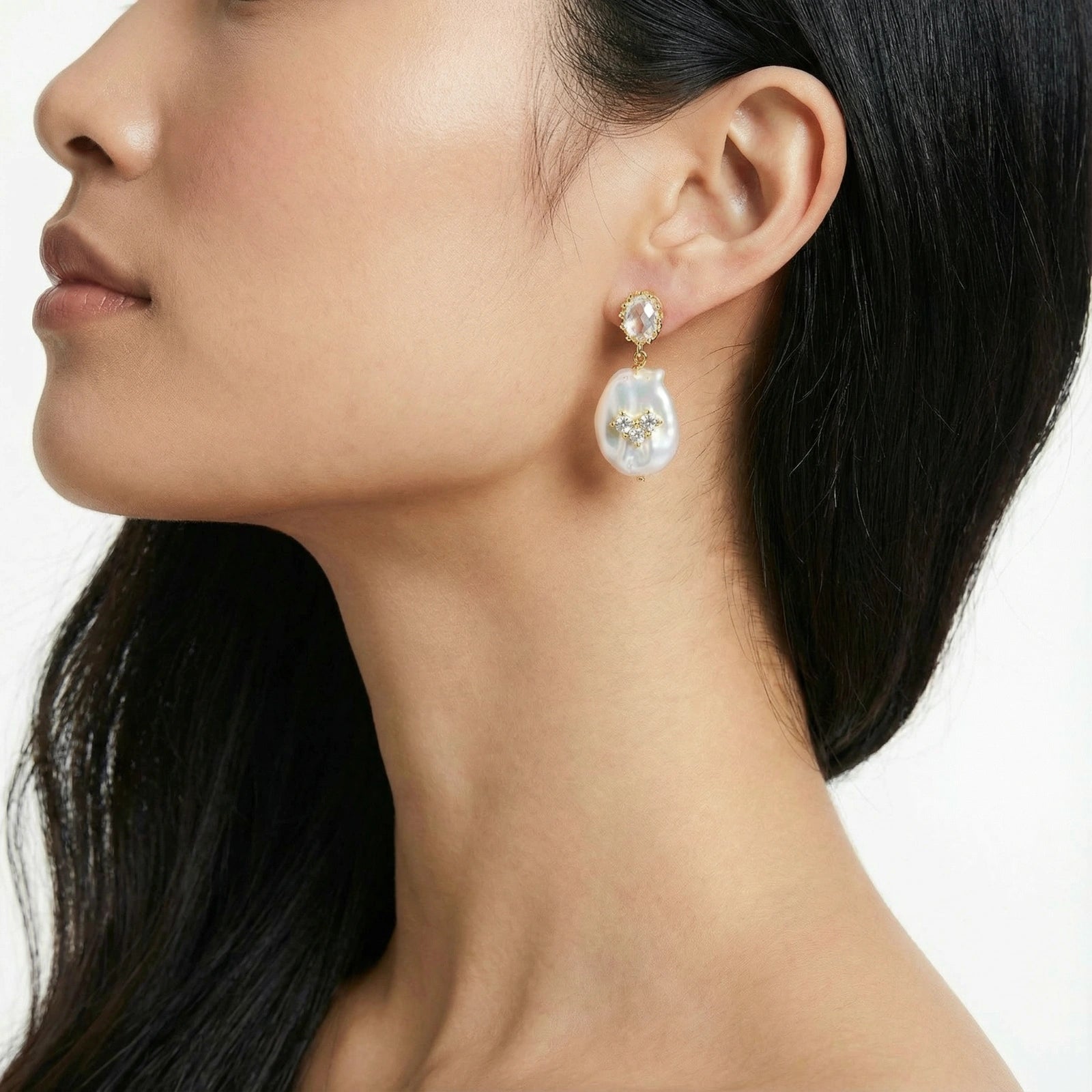 Gracefully Unique Pearl Earrings | Baroque Pearl Drop Earrings | 18K Gold-Plated Eco-Brass