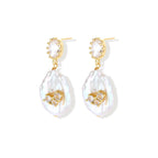 Gracefully Unique Pearl Earrings | Baroque Pearl Drop Earrings | 18K Gold-Plated Eco-Brass