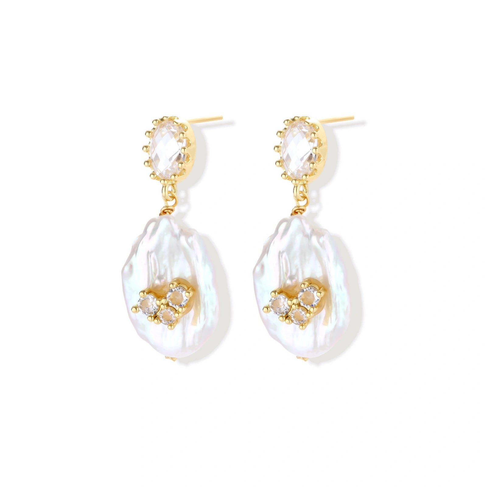 Gracefully Unique Pearl Earrings | Baroque Pearl Drop Earrings | 18K Gold-Plated Eco-Brass