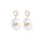 Gracefully Unique Pearl Earrings | Baroque Pearl Drop Earrings | 18K Gold-Plated Eco-Brass