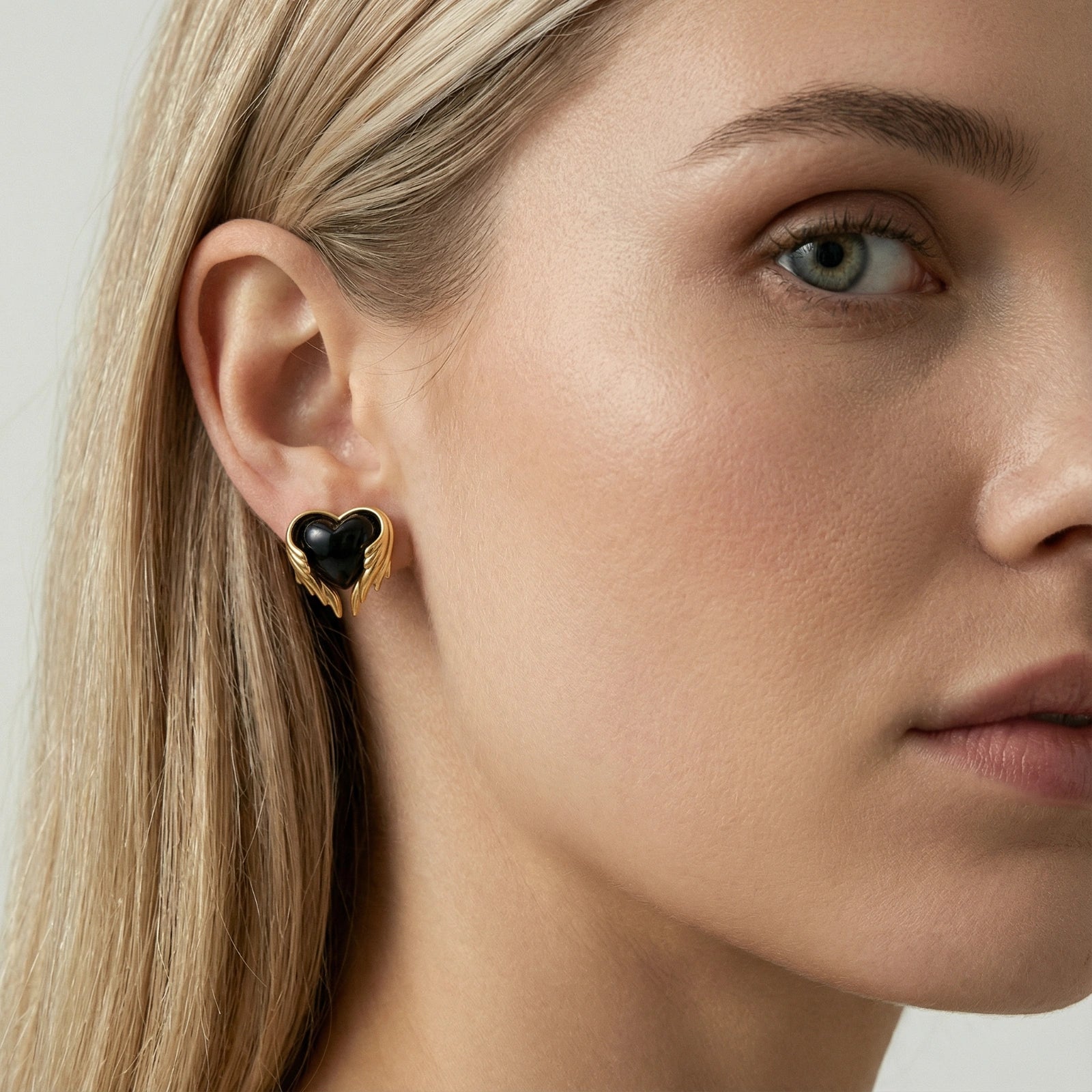 Guardian Angel Heart Studs by Jasmine's Light Collection