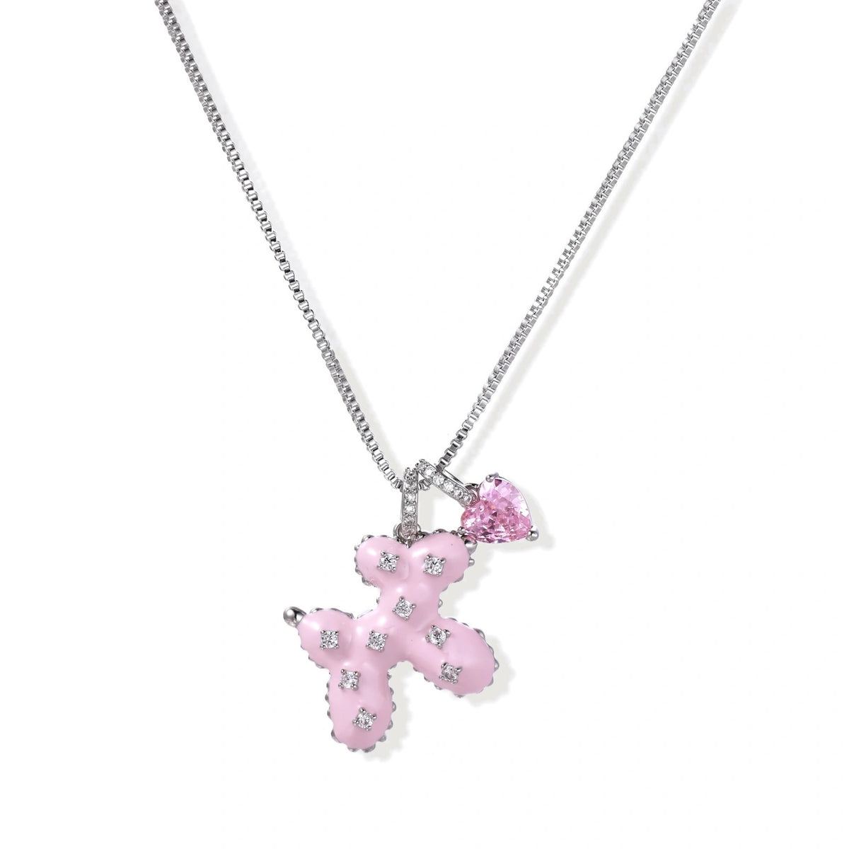 Forever by My Side Necklace | Dog & Heart Pendant Necklace | White Gold Plated Eco-Brass & Zirconia