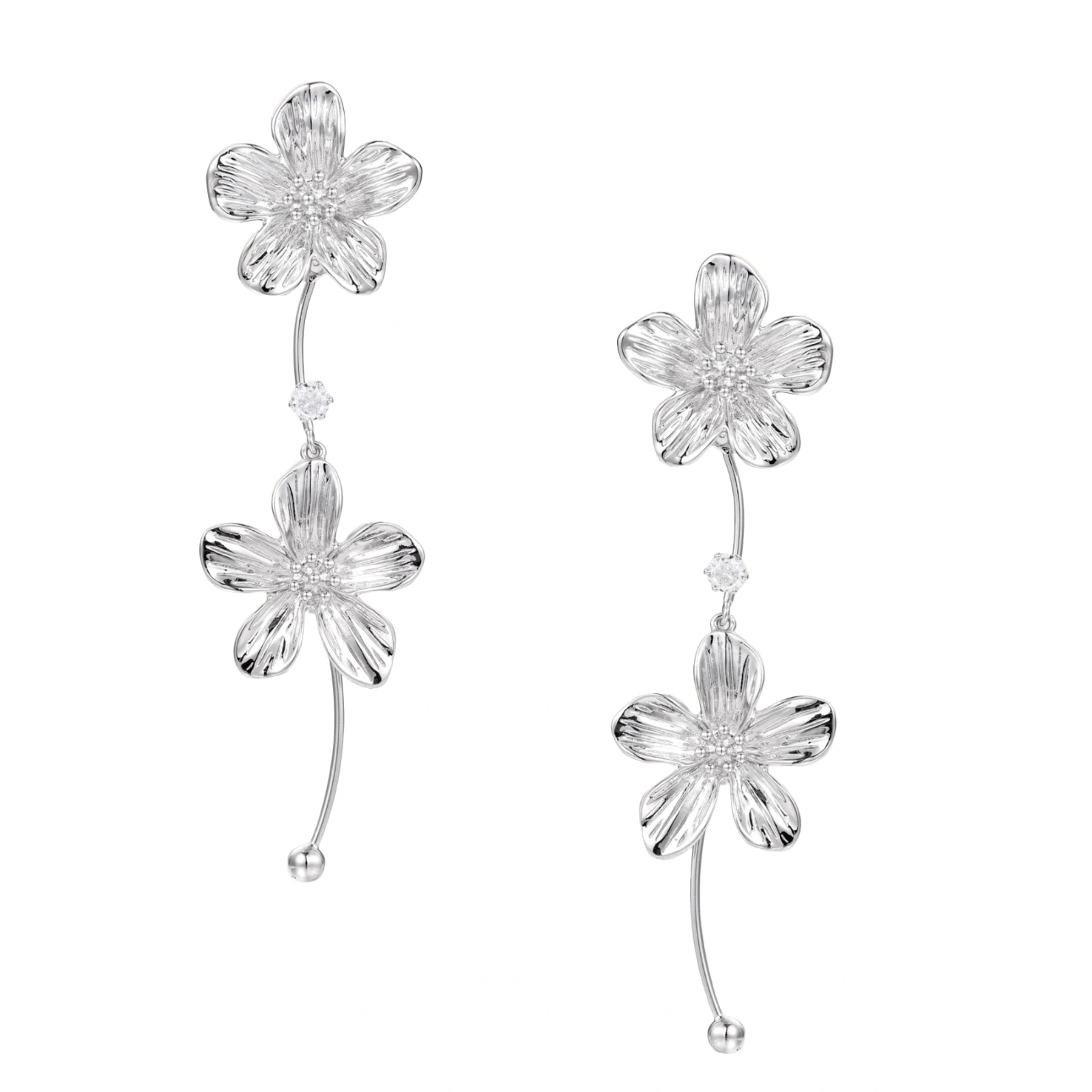Silver Jasmine Bloom Earrings by Jasmine's Light Collection