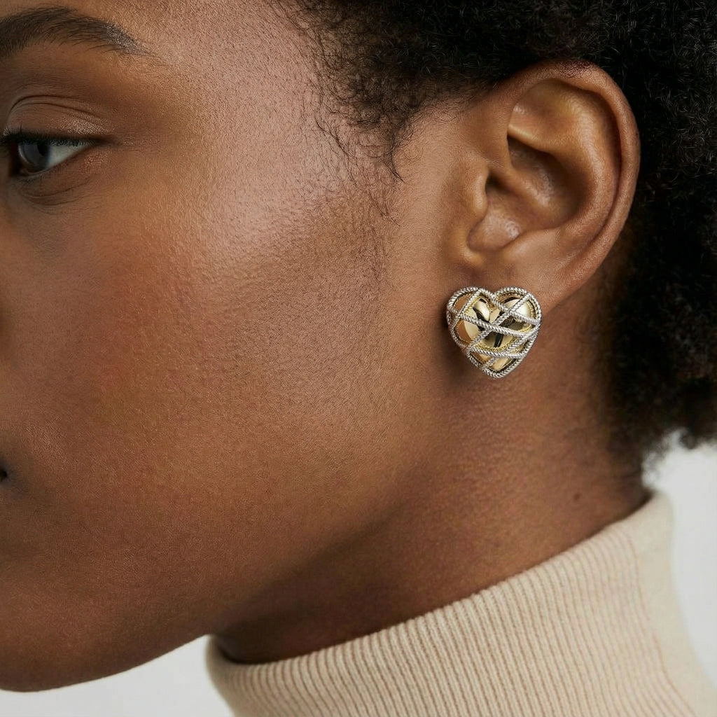 Woven Love Heart Stud by Jasmine's Light Collection