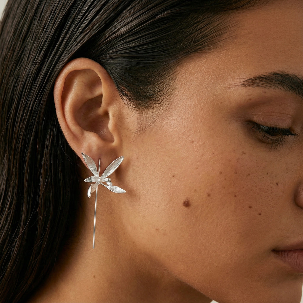 Silver Jasmine Whisper Earrings by Jasmine's Light Collection