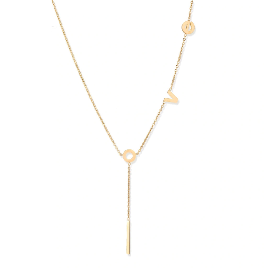 Love Letter Necklace | LOVE Necklace | 18K Gold Plated Stainless Steel