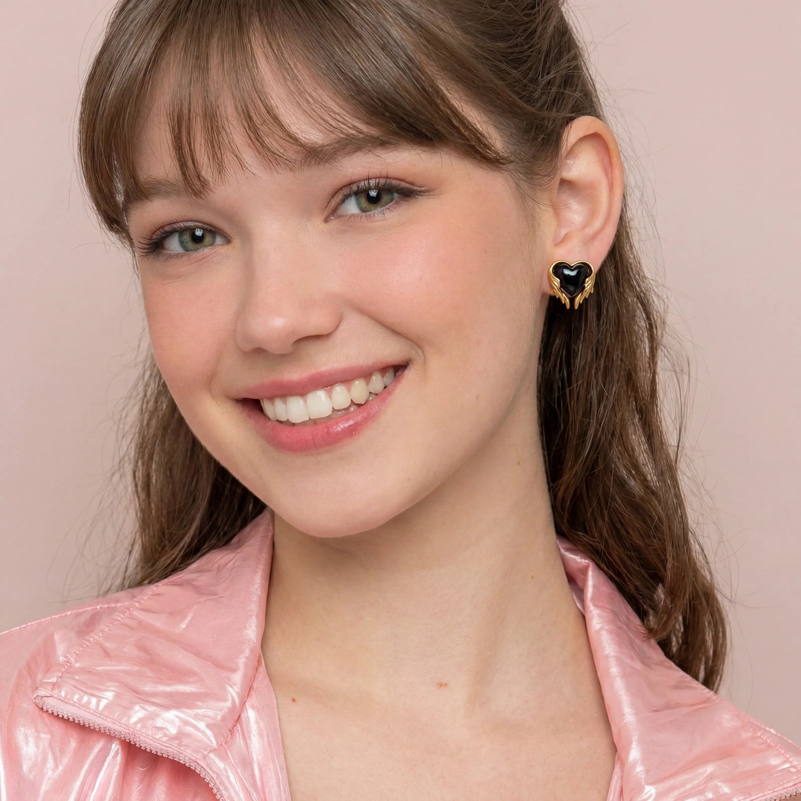 Guardian Angel Heart Studs by Jasmine's Light Collection