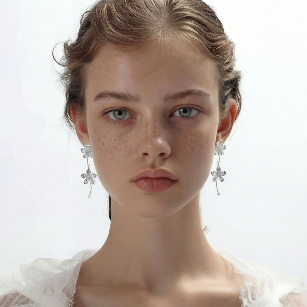 Silver Jasmine Bloom Earrings by Jasmine's Light Collection