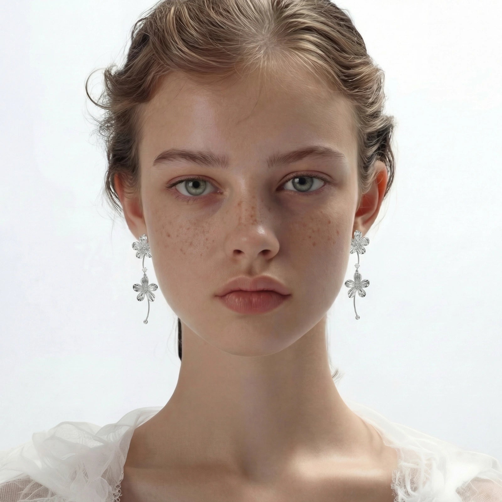 Silver Jasmine Bloom Earrings by Jasmine's Light Collection