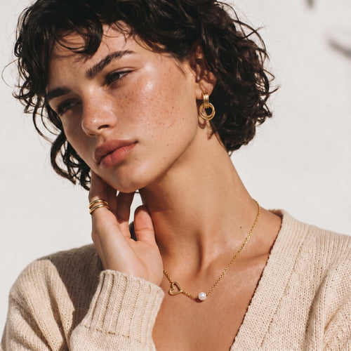 Close to My Heart Necklace | Pearl Heart Necklace | 14K Gold Plated Stainless Steel