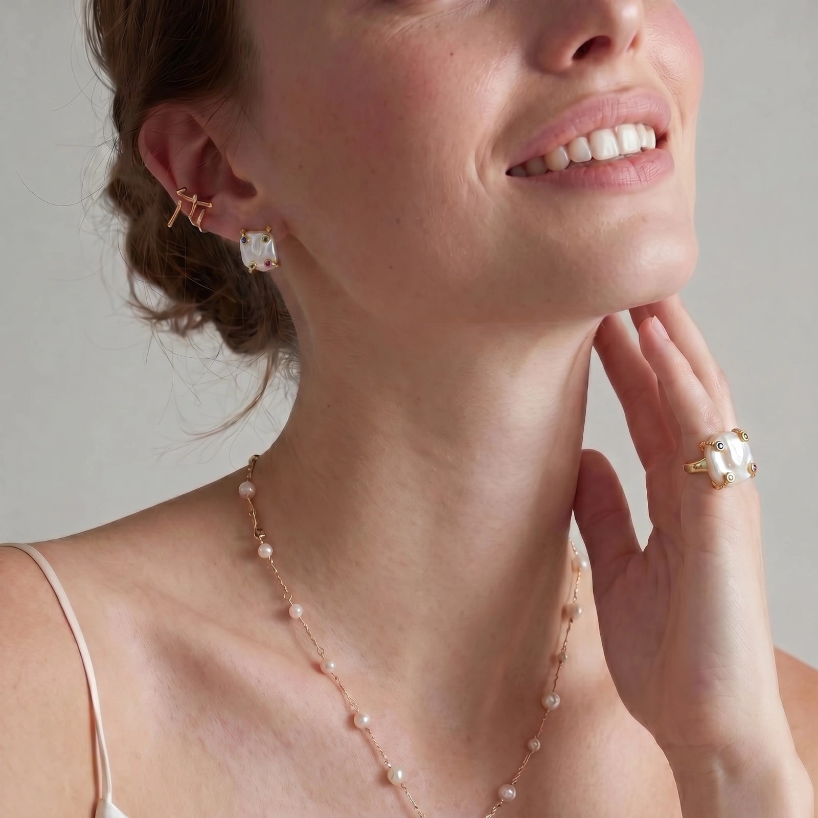 Light Within Pearl Studs | Baroque Pearl Stud Earrings | 18K Gold-Plated Eco-Brass