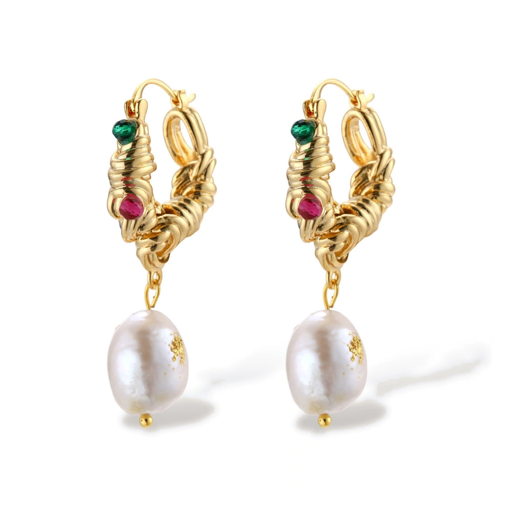 Every Color of Hope Earrings | Freshwater Pearl Drop Earrings | 18K Gold Plated Eco-Brass