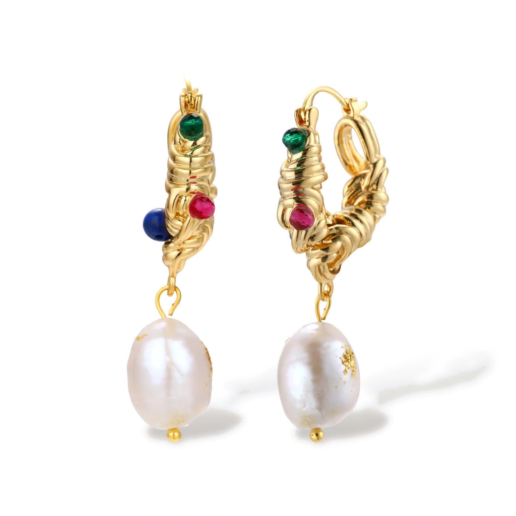 Every Color of Hope Earrings | Freshwater Pearl Drop Earrings | 18K Gold Plated Eco-Brass