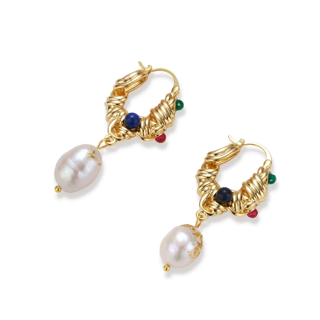 Every Color of Hope Earrings | Freshwater Pearl Drop Earrings | 18K Gold Plated Eco-Brass