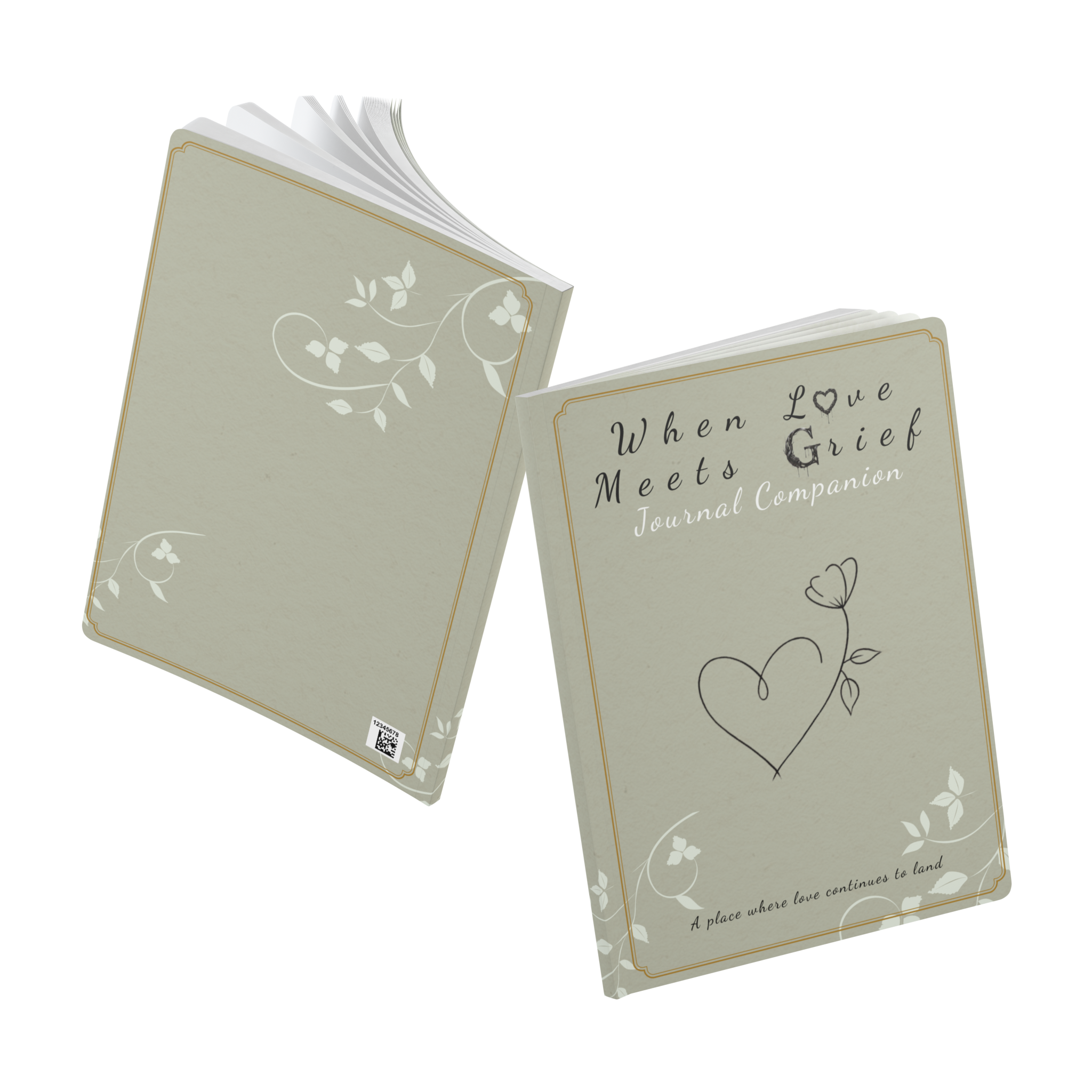 When Love Meets Grief Journal — Softcover Grief Companion Notebook — Gray Yellow Green