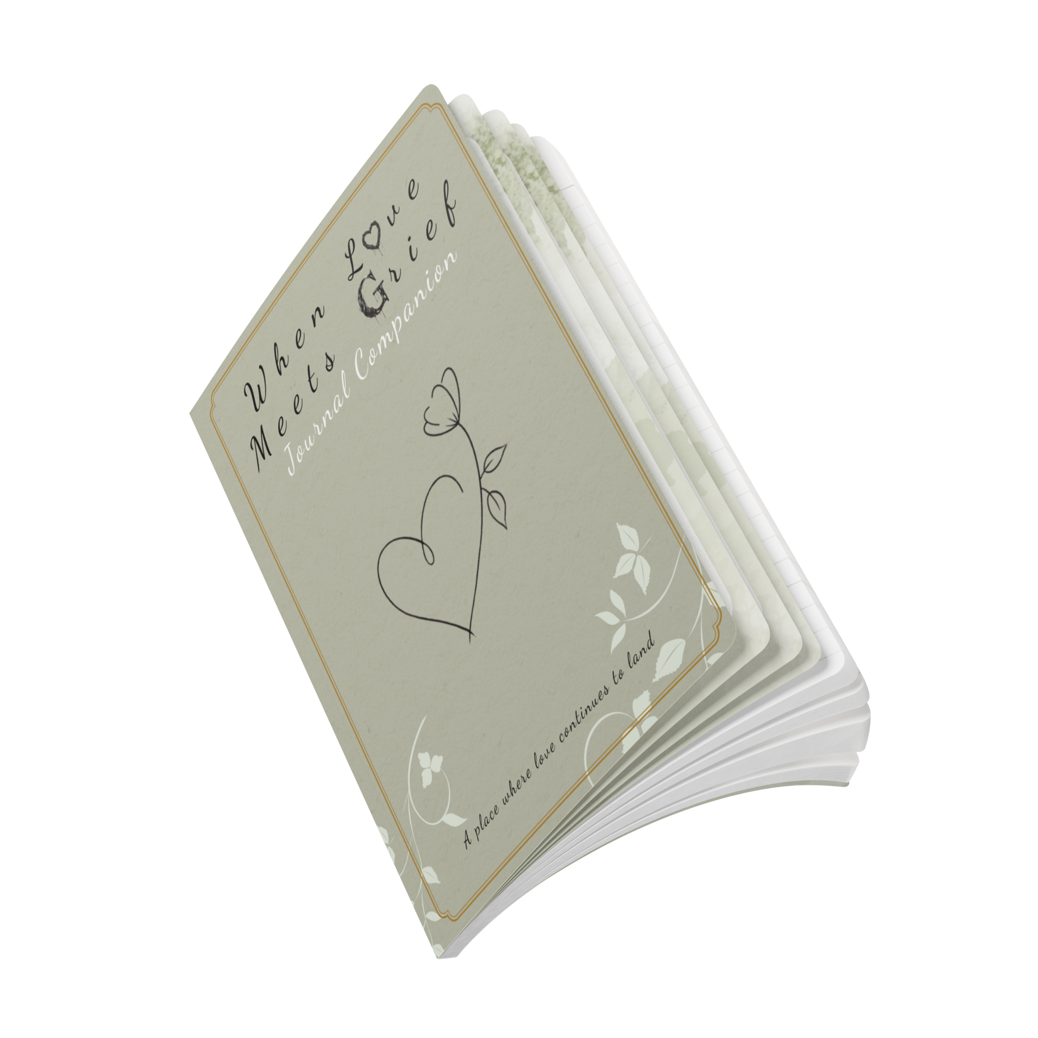 When Love Meets Grief Journal — Softcover Grief Companion Notebook — Gray Yellow Green