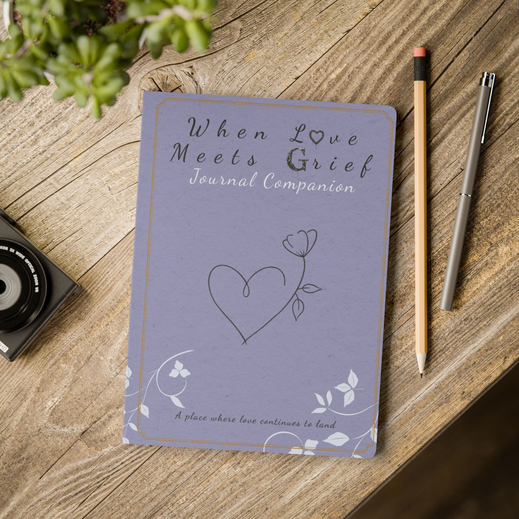 When Love Meets Grief Journal — Softcover Grief Companion Notebook — Gray Blue