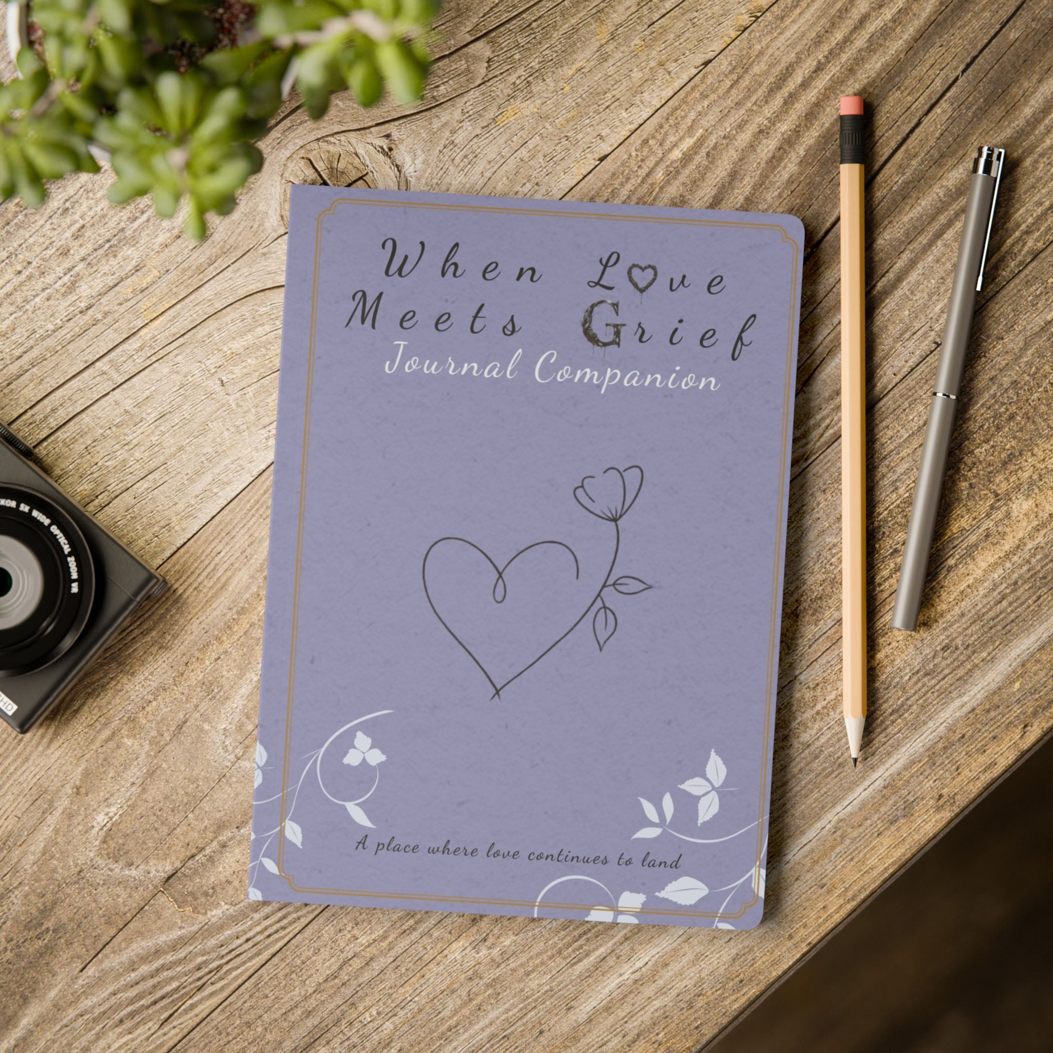 When Love Meets Grief Journal — Softcover Grief Companion Notebook — Gray Blue