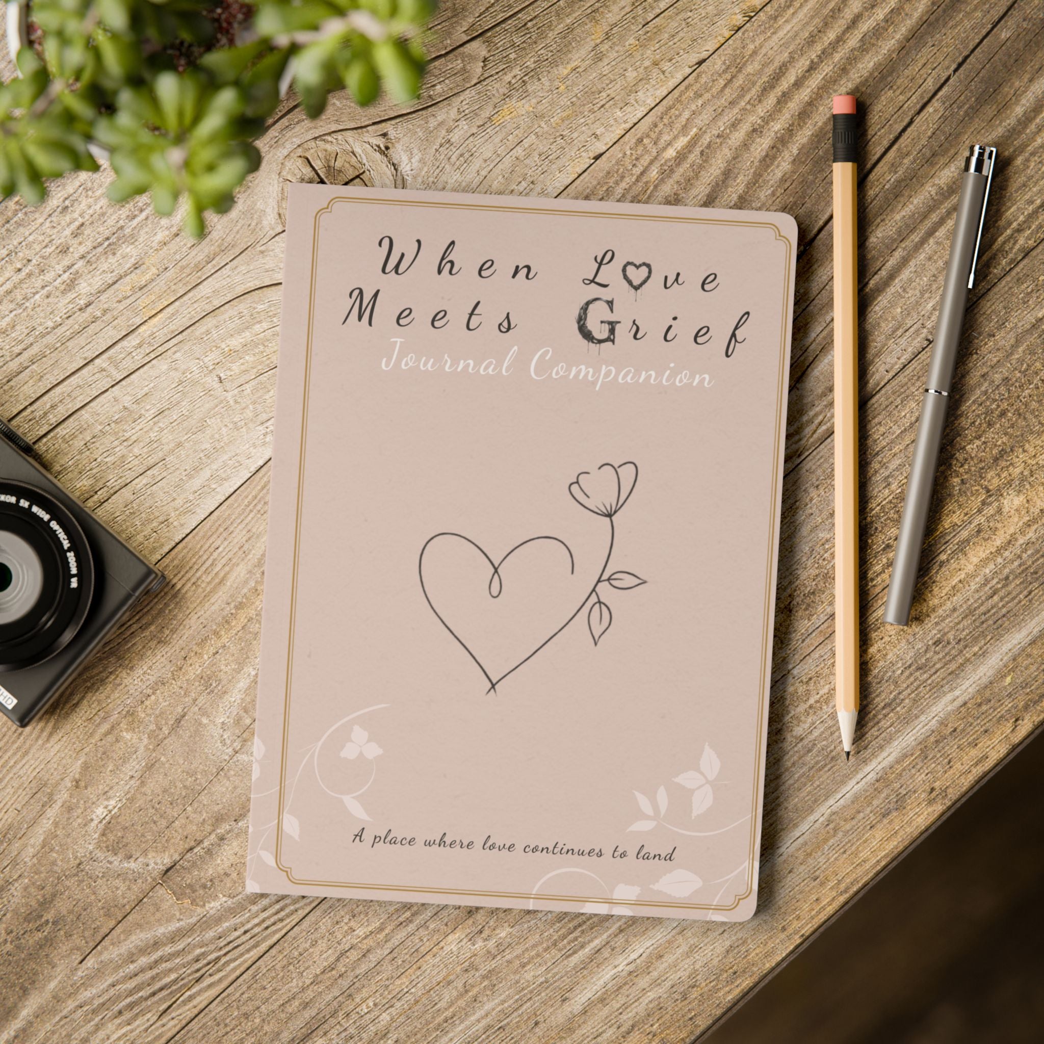 When Love Meets Grief Journal — Softcover Grief Companion Notebook — Light Orange