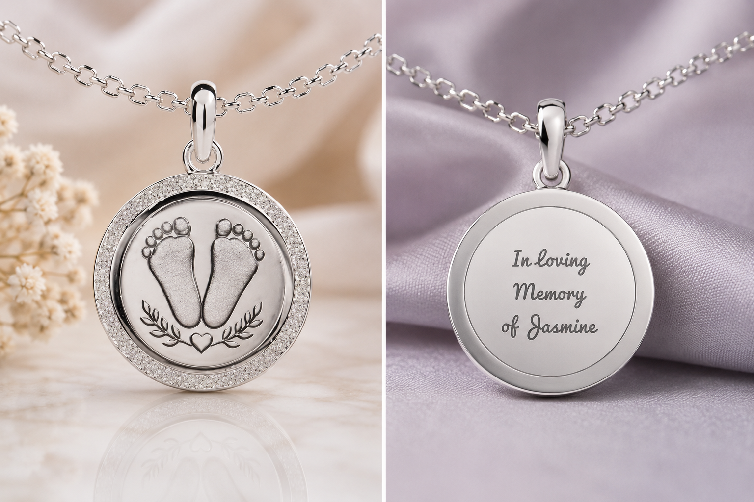 Personalized Keepsake with Custom Engraving Heirloom Relief Halo Necklace