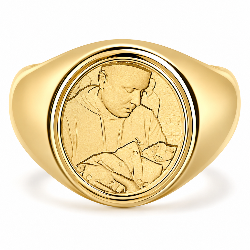 Personalized Photo & Engraved Coin Ring