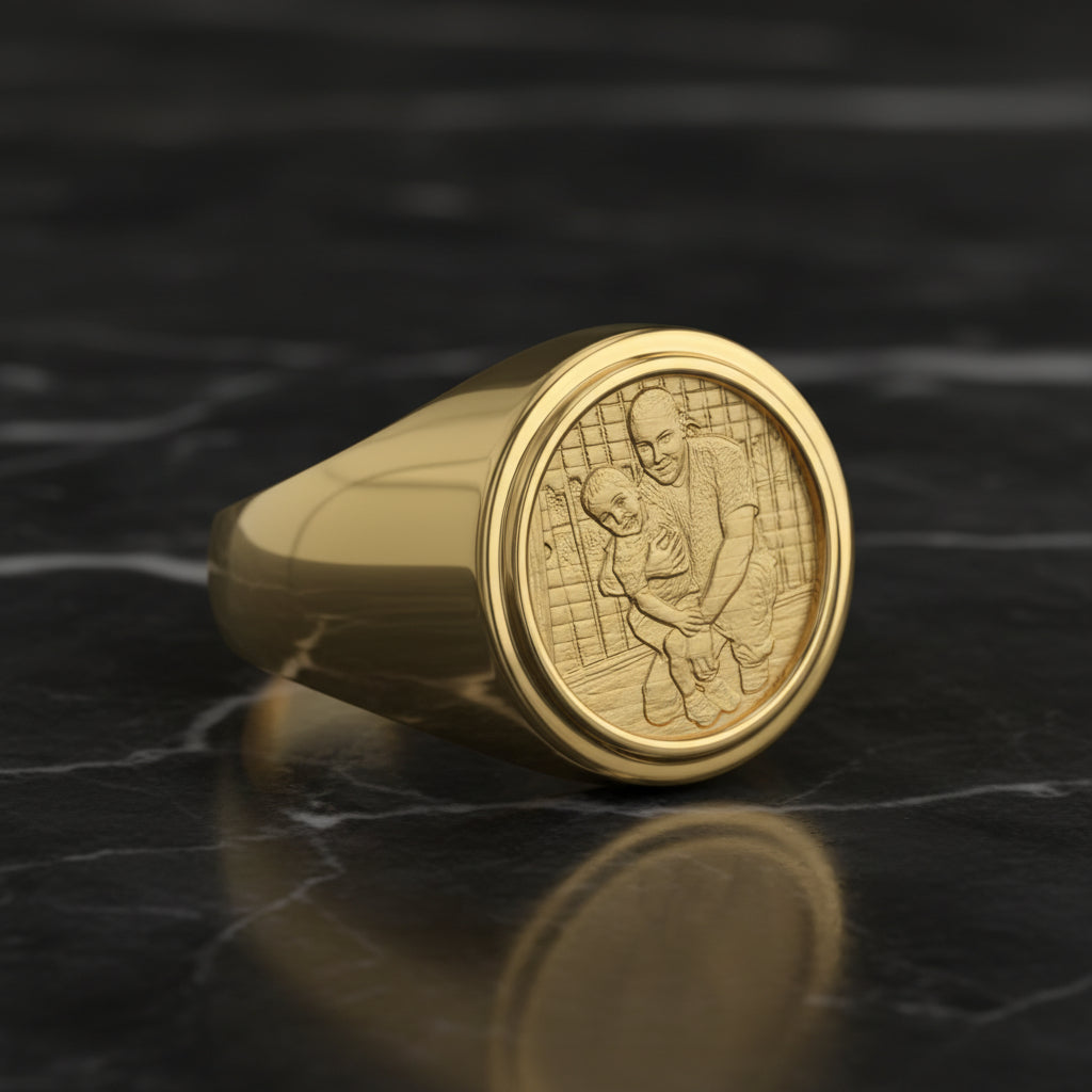 Personalized Photo & Engraved Coin Ring