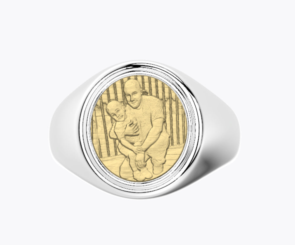 Personalized Photo & Engraved Coin Ring