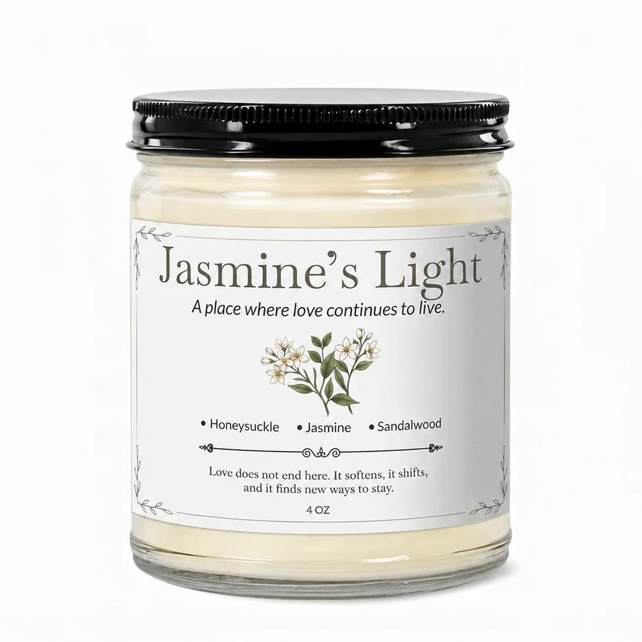 Jasmine’s Light Premium Handcrafted Soy Candle Travel Size | Honeysuckle, Jasmine & Sandalwood | 4 oz