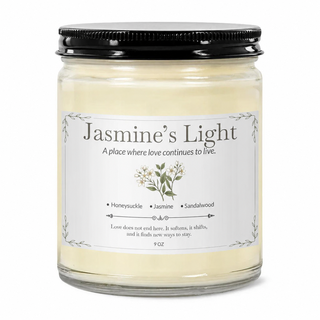 Jasmine’s Light Premium Handcrafted Soy Candle | Honeysuckle, Jasmine & Sandalwood | 9 oz