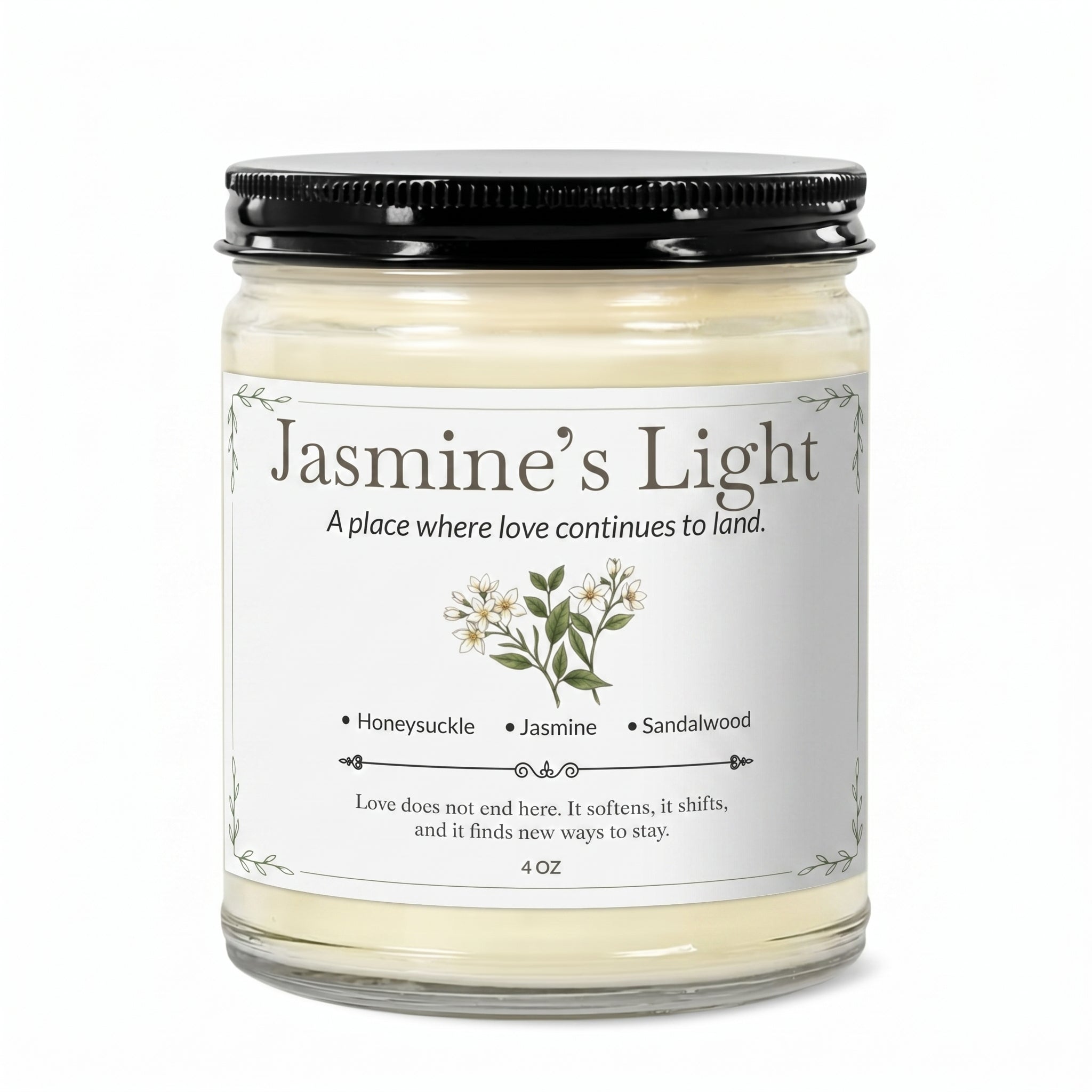 Jasmine’s Light Premium Handcrafted Soy Candle Travel Size | Honeysuckle, Jasmine & Sandalwood | 4 oz