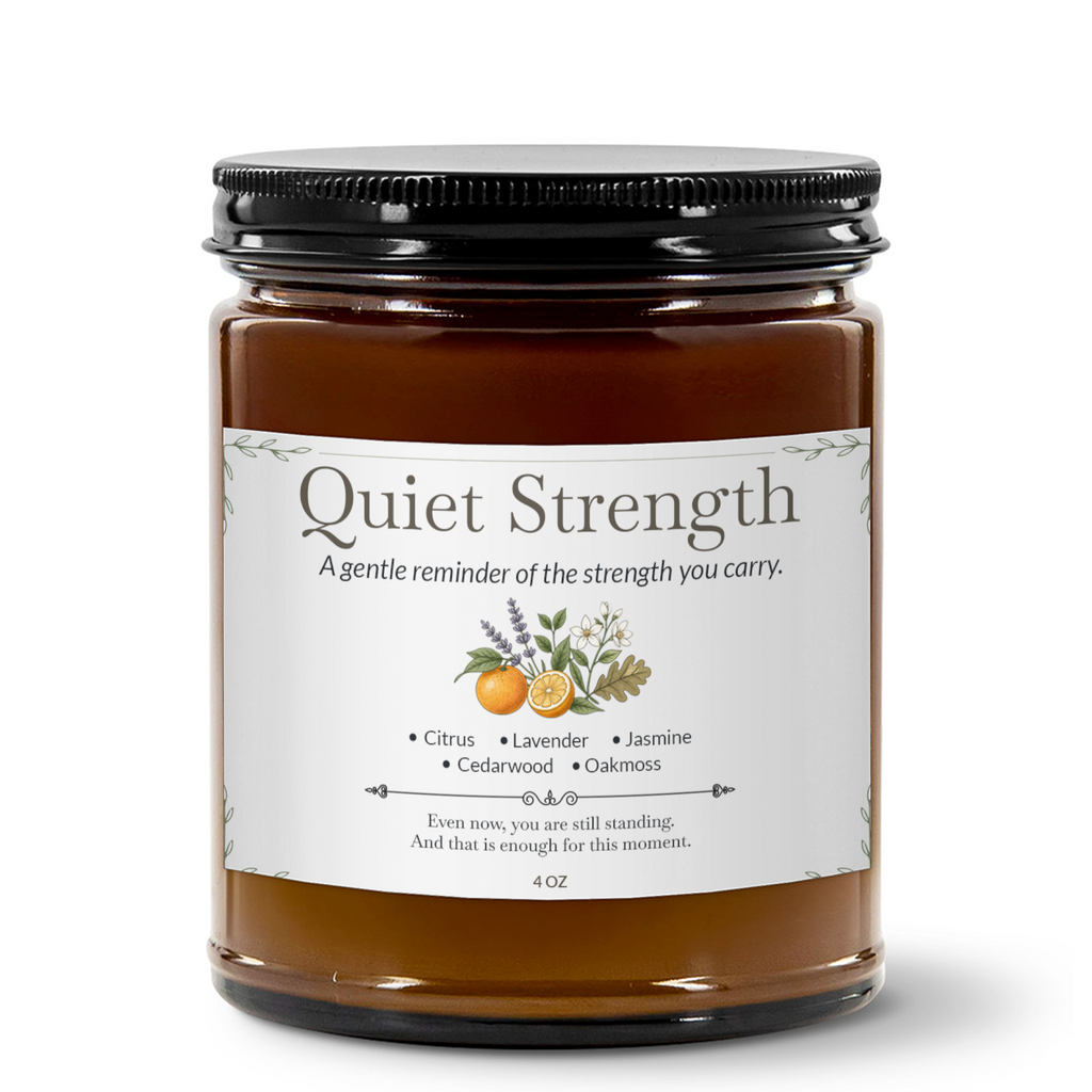Quiet Strength Premium Handcrafted Soy Candle Travel Size | Citrus, Lavender, Jasmine, Oakmoss & Cedarwood | 4oz