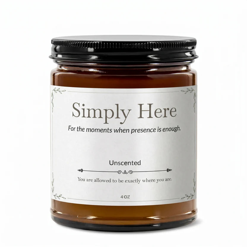 Simply Here Premium Handcrafted Soy Candle | Unscented Clean Burn Travel Size | 4 oz