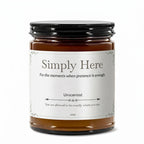 Simply Here Premium Handcrafted Soy Candle | Unscented Clean Burn Travel Size | 4 oz