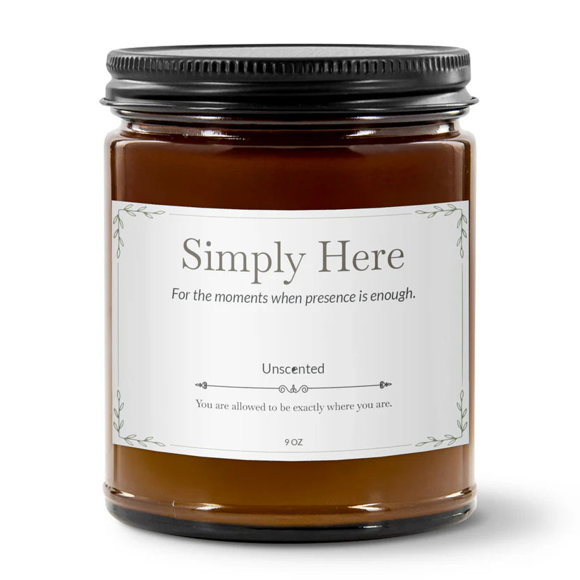 Simply Here Premium Handcrafted Soy Candle | Unscented Clean Burn | 9 oz