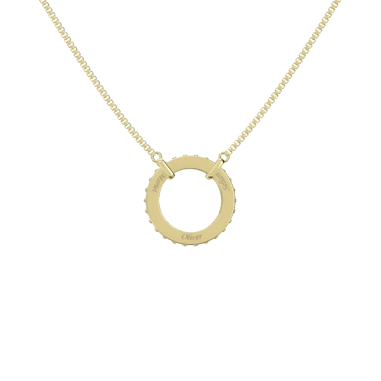 Personalized Circle of Love Family Name Necklace with Customizable Birthstones & Custom Greeting Card