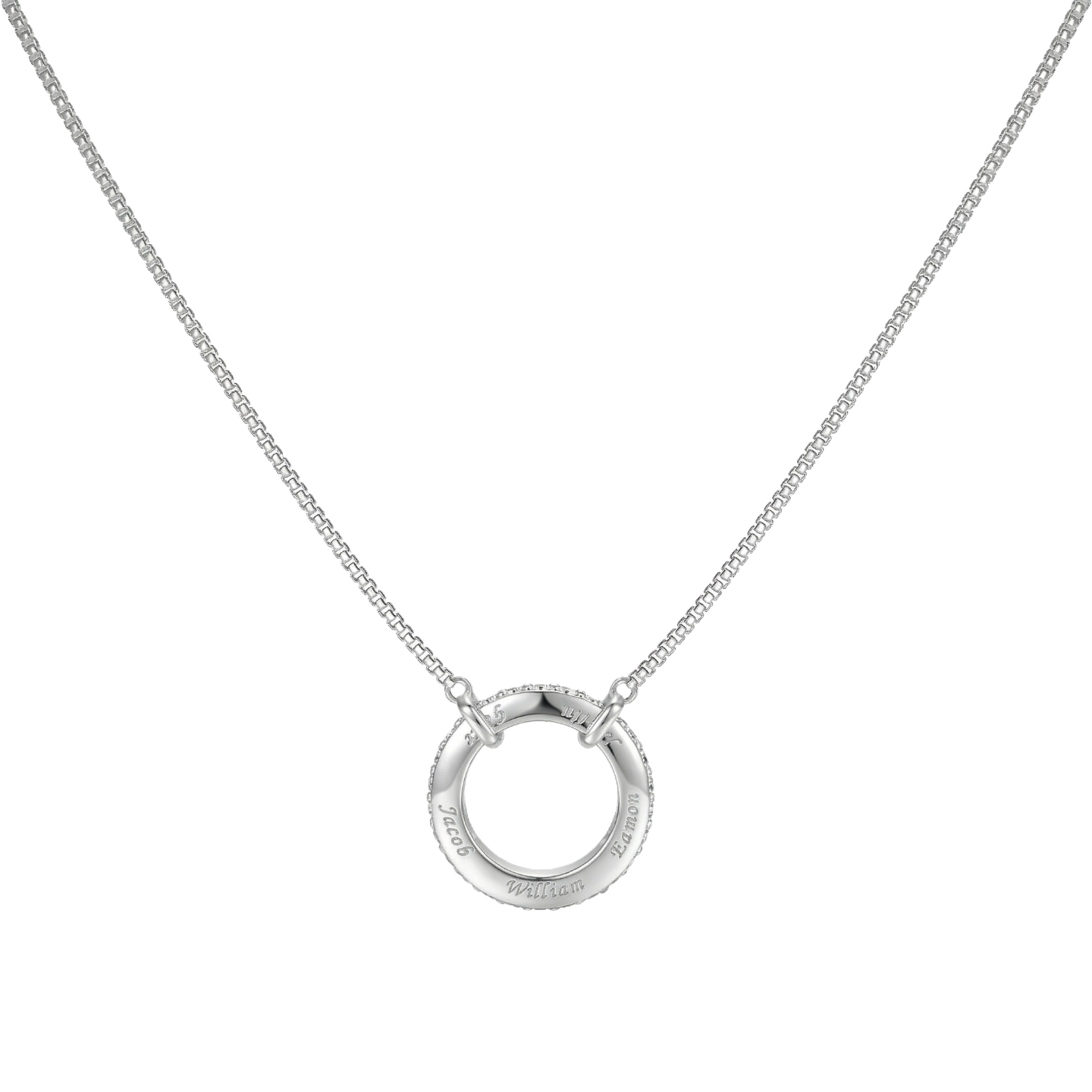 Personalized Circle of Love Family Name Necklace with Customizable Birthstones & Custom Greeting Card