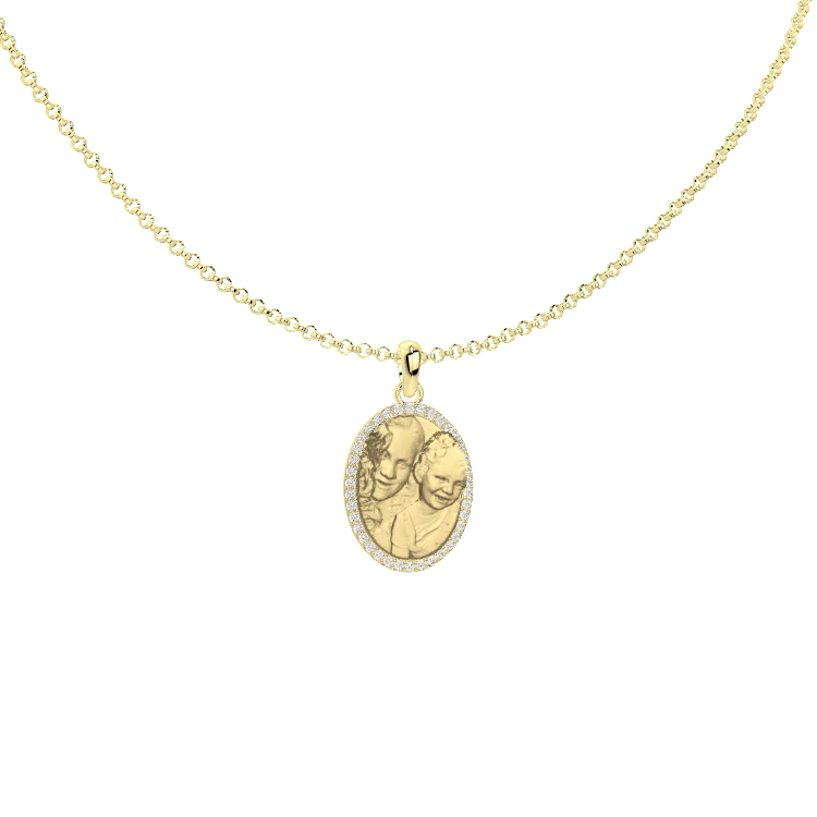Personalized Keepsake with Custom Engraving Heirloom Relief Halo Necklace